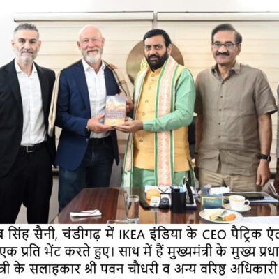ਮੁੱਖ ਮੰਤਰੀ ਨਾਇਬ ਸਿੰਘ ਸੈਣੀ ਨਾਲ ਆਈਕਿਆ (IKEA) ਇੰਡੀਆ ਦੇ ਸੀਈਓ ਨੇ ਕੀਤੀ ਮੁਲਾਕਾਤ