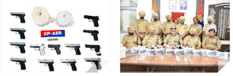 ਅੰਮ੍ਰਿਤਸਰ ਵਿੱਚ ਨਸ਼ੀਲੇ ਪਦਾਰਥ ਅਤੇ ਹਥਿਆਰ ਤਸਕਰੀ ਕਰਨ ਵਾਲੇ ਨੈੱਟਵਰਕਾਂ ਨਾਲ ਜੁੜੇ ਪੰਜ ਵਿਅਕਤੀ 13 ਪਿਸਤੌਲਾਂ ਅਤੇ 3.2 ਕਿਲੋ ਹੈਰੋਇਨ ਸਮੇਤ ਕਾਬੂ